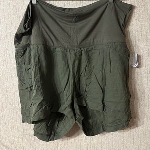 OLD NAVY MATERNITY LINEN SHORTS: GREEN: NWT: SZ XL